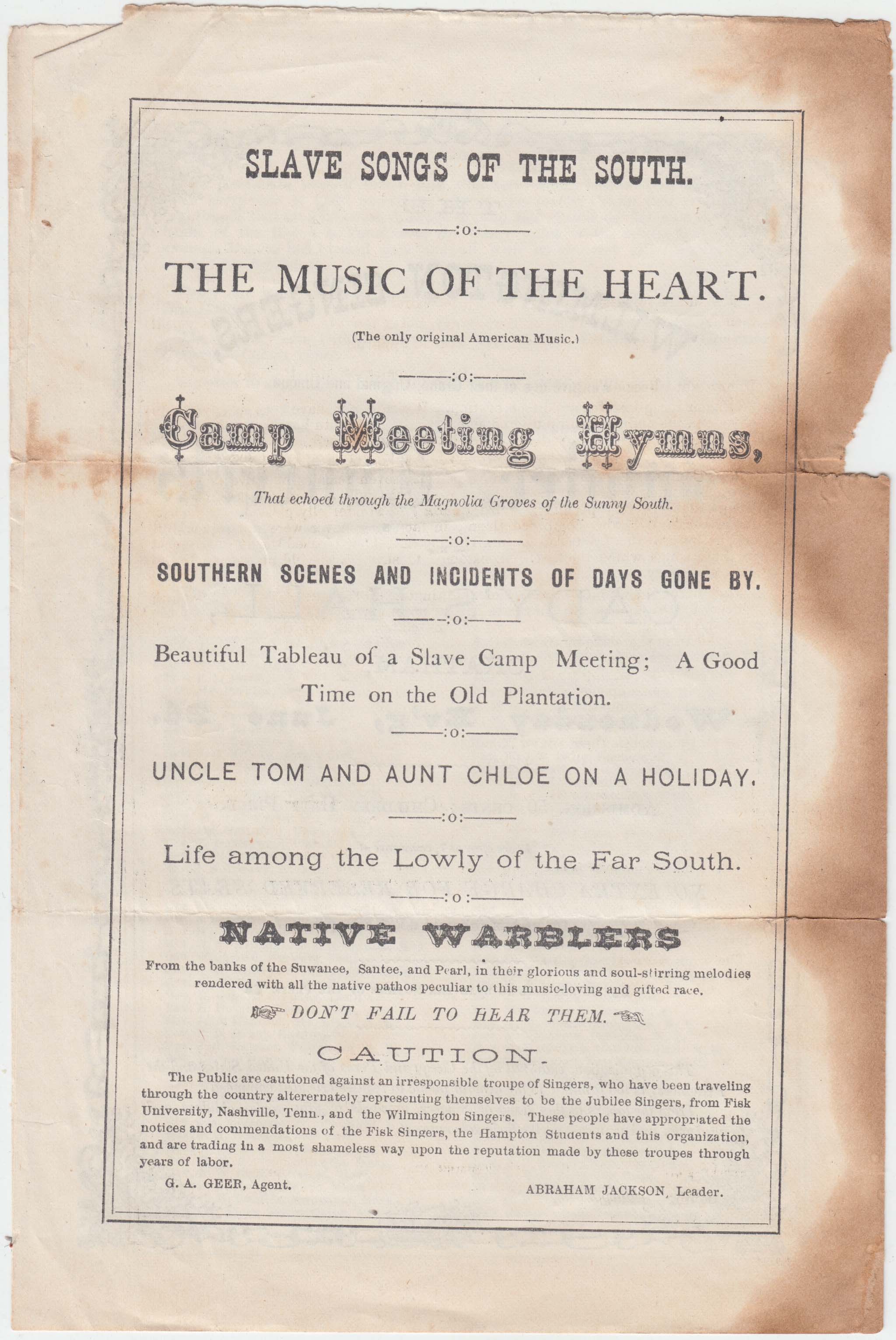 HBC009, 1875-06-02 Handbill, Jubilee Concerts at Cady's Hall